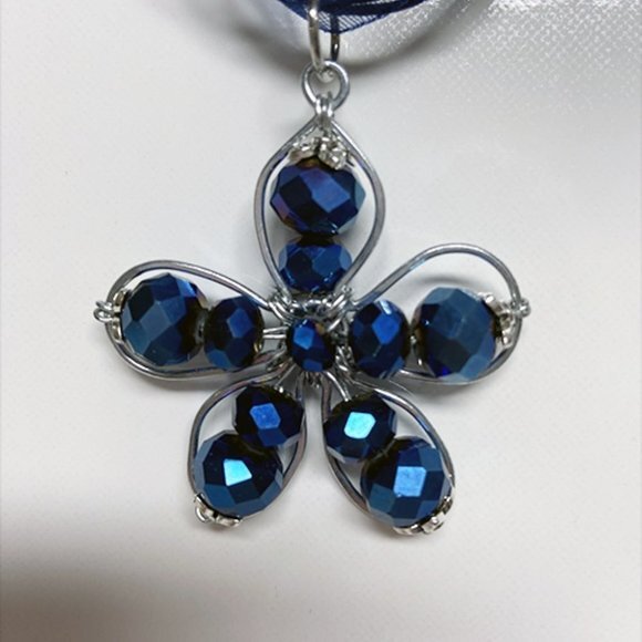 Stainless Steel Wire Flower Pendant Hand Crafted by Artisan - Picture 2 of 7